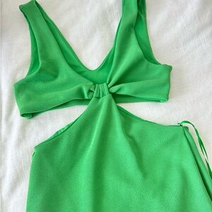 Topshop US 4-6 green midi dress